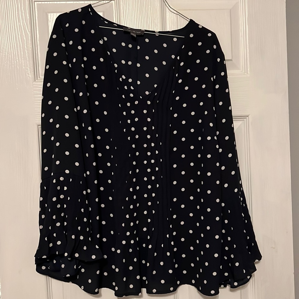 The Limited 1X women’s blouse black w/white polkadots.